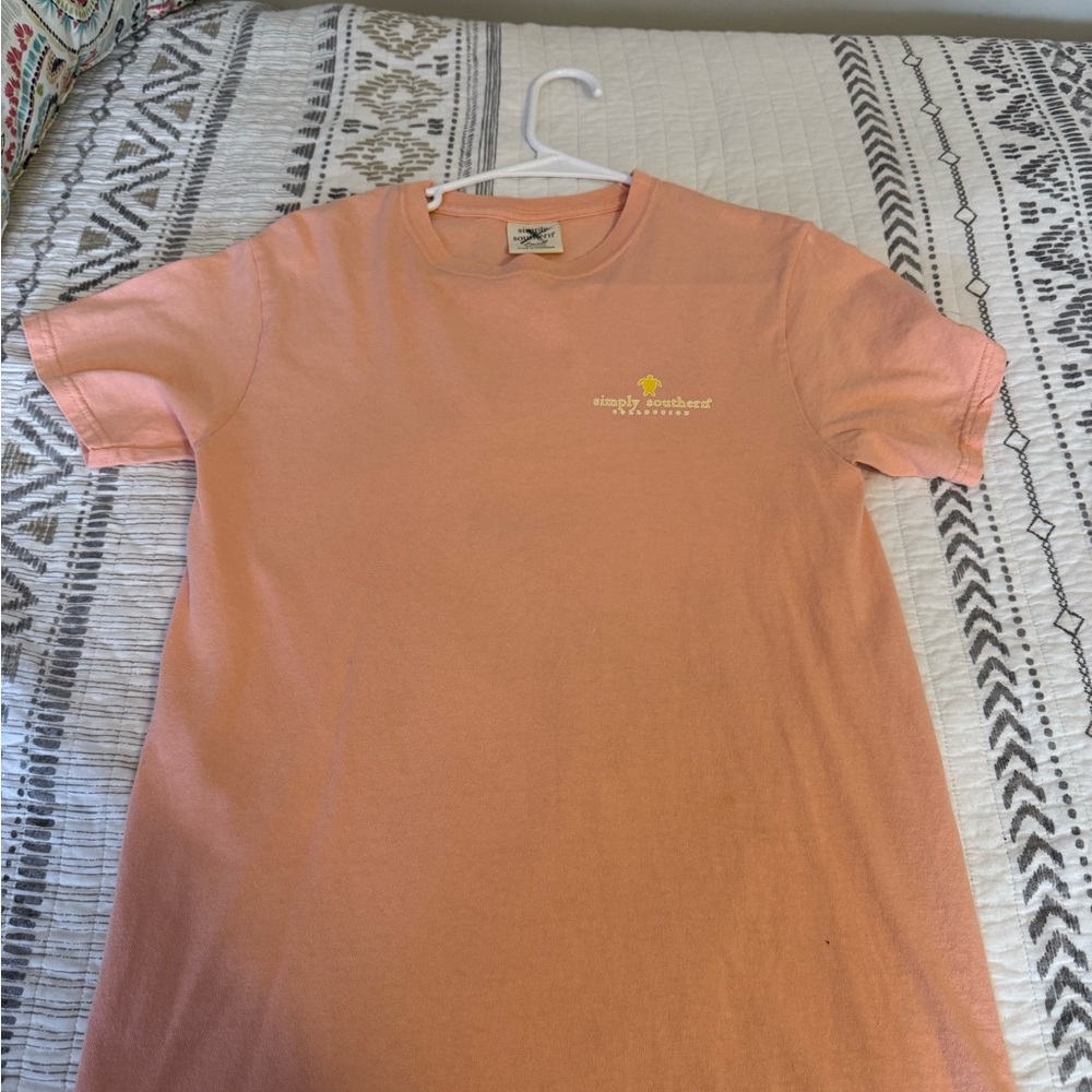 Simply Southern Dog Sunny Days Beach Graphic Short Sleeve Peach Women's Size S